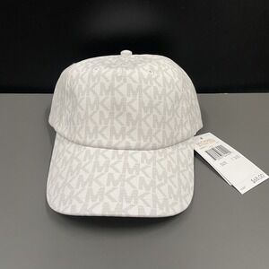 Michael Kors‎ MK Logo Signature Womens Baseball Cap White Gray NWT $68 One Size